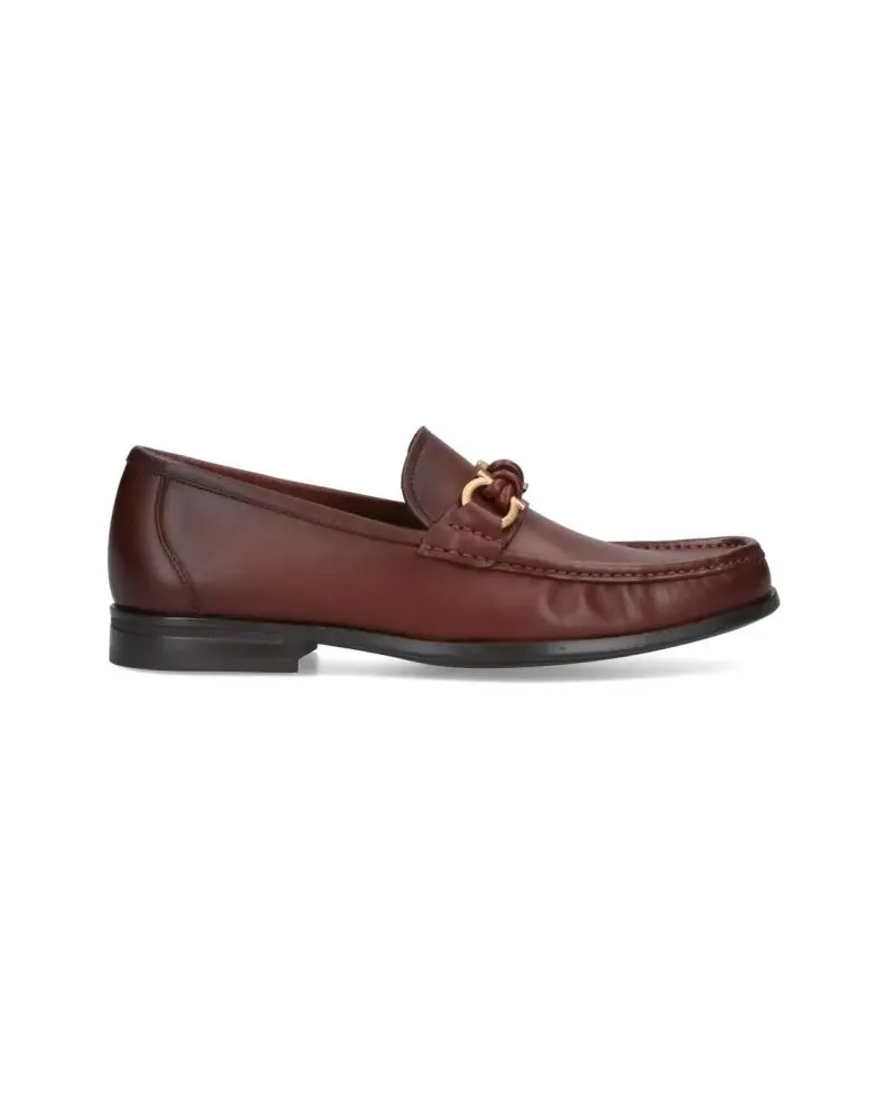 Ferragamo Loafer Sleek Leather Loafers With Gold-Tone Detailing braun Braun