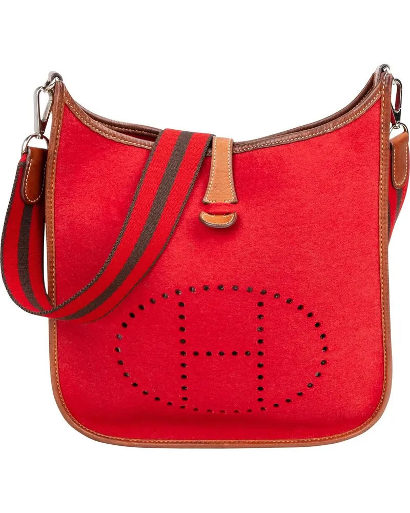 Hermès Crossbody Bags Hermes Rouge Wool Felt Evelyne PM Crossbody Bag rot Rot