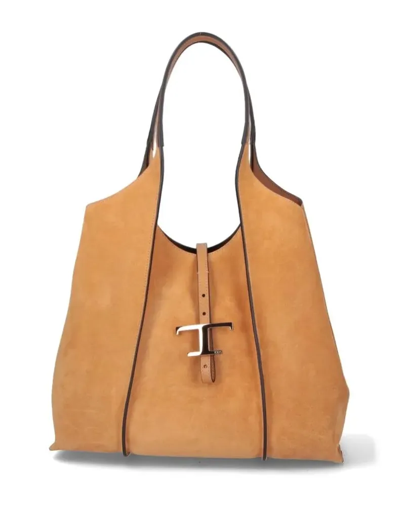 TOD'S Shopper & Totes Medium Suede Tote Bag With Gold-Tone Logo Buckle braun Braun