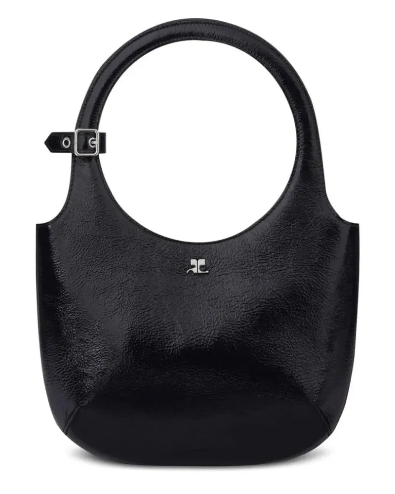 Courrèges Crossbody Bags Calf Leather Bag With Silver-Tone Logo schwarz Schwarz