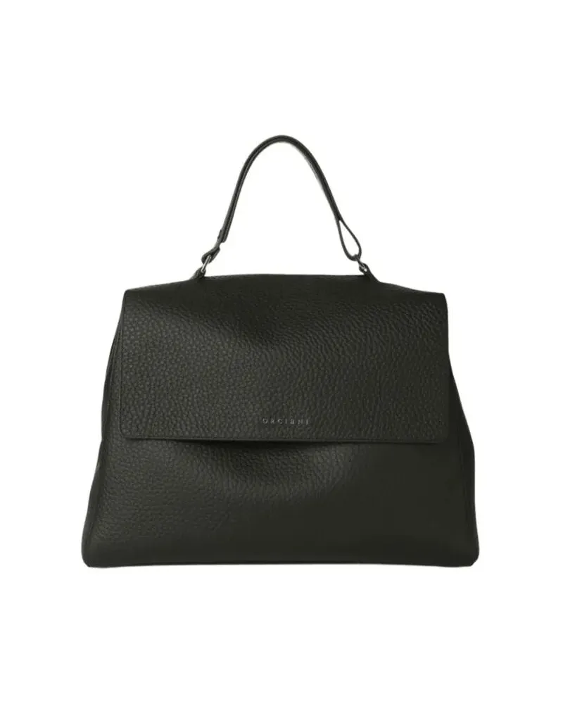 Orciani Hobo Bags Structured Black Handbag With Textured Leather schwarz Schwarz