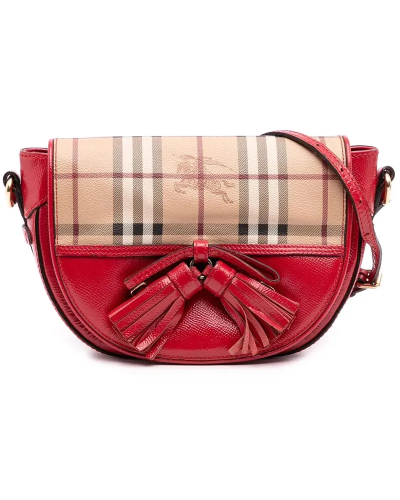 Burberry Hobo Bags Patent Leather and Haymarket Check Coated Canvas M rot Rot