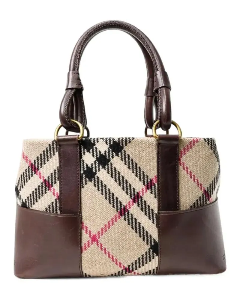 Burberry Shopper & Totes Square Check Tote In Brown Wool schwarz Schwarz