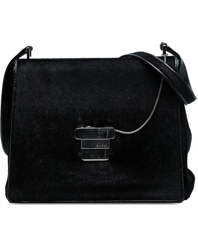 Gucci Hobo Bags Pony Hair Shoulder Bag schwarz Schwarz
