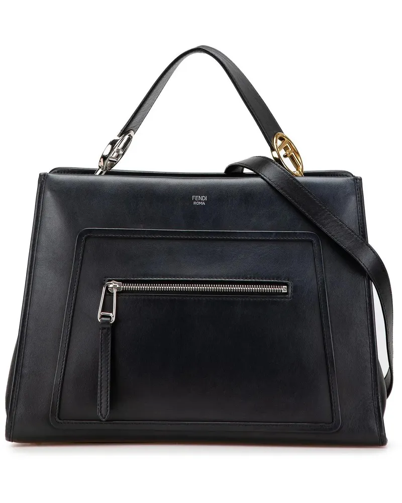 Fendi Hobo Bags Medium Leather Runaway Satchel schwarz Schwarz