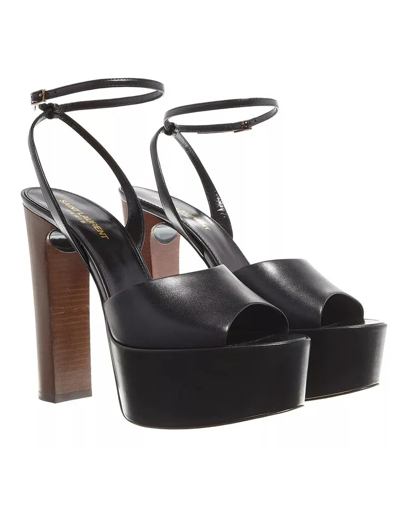 Saint Laurent Pumps & High Heels Jodie Smooth Leather Platform Sandals Schwarz