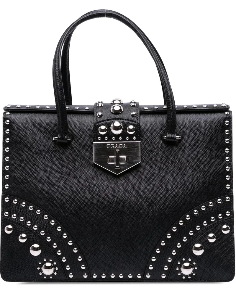 Prada Crossbody Bags Studded Saffiano Handbag schwarz Schwarz