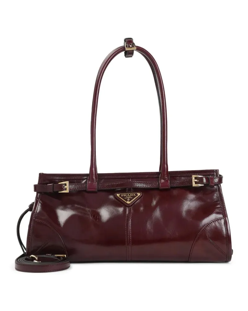Prada Crossbody Bags Bordeaux Calf Leather Handbag With Adjustable Shou rot Rot