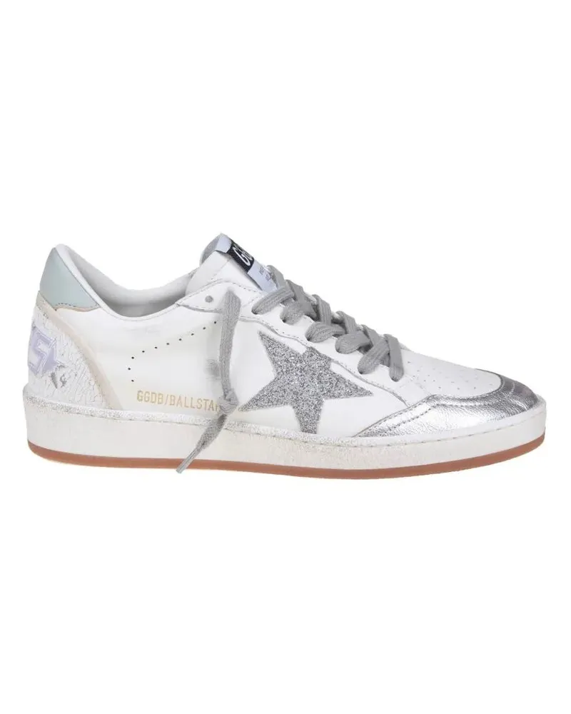 Golden Goose Low-Top Sneaker White And Silver Leather Ballstar weiß Weiß