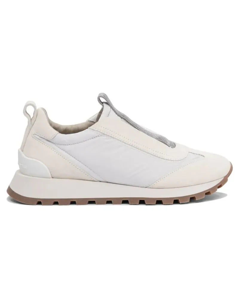 Brunello Cucinelli Low-Top Sneaker Calf Leather Slip-On Sneakers weiß Weiß