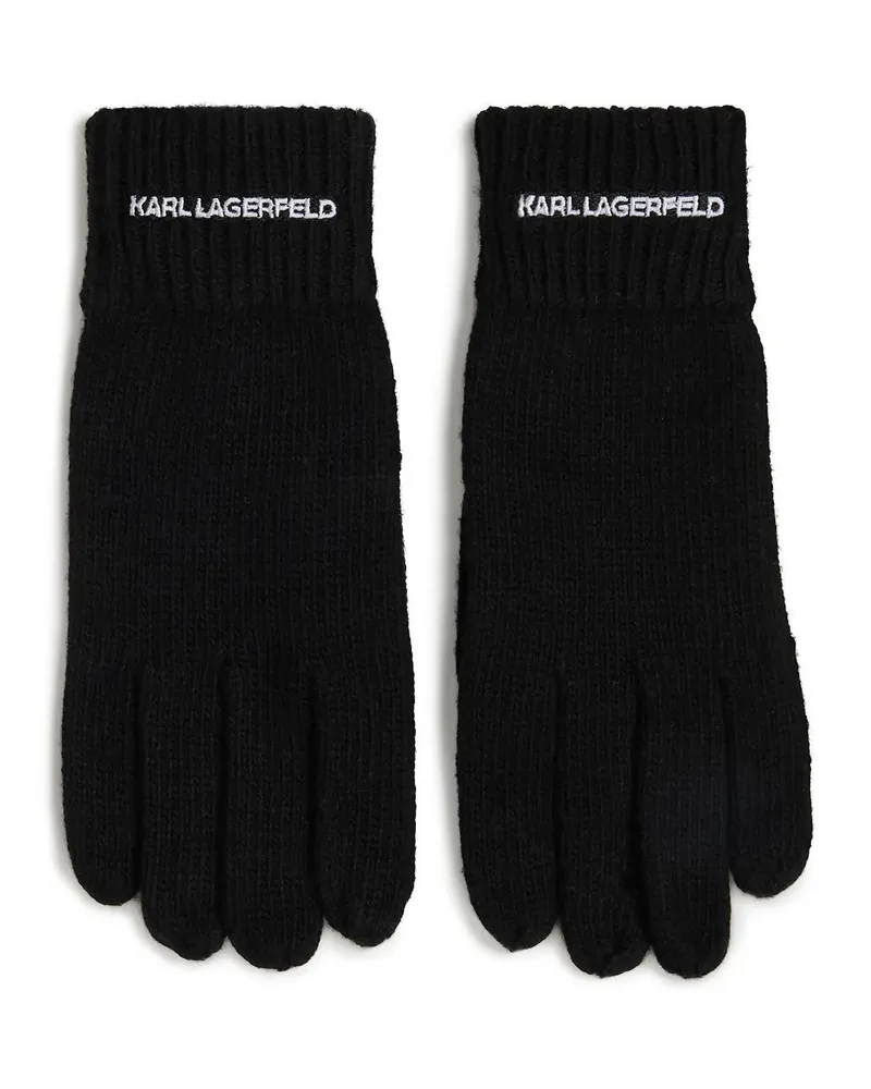 Karl Lagerfeld Handschuhe Strickhandschuhe mit Logo schwarz Schwarz