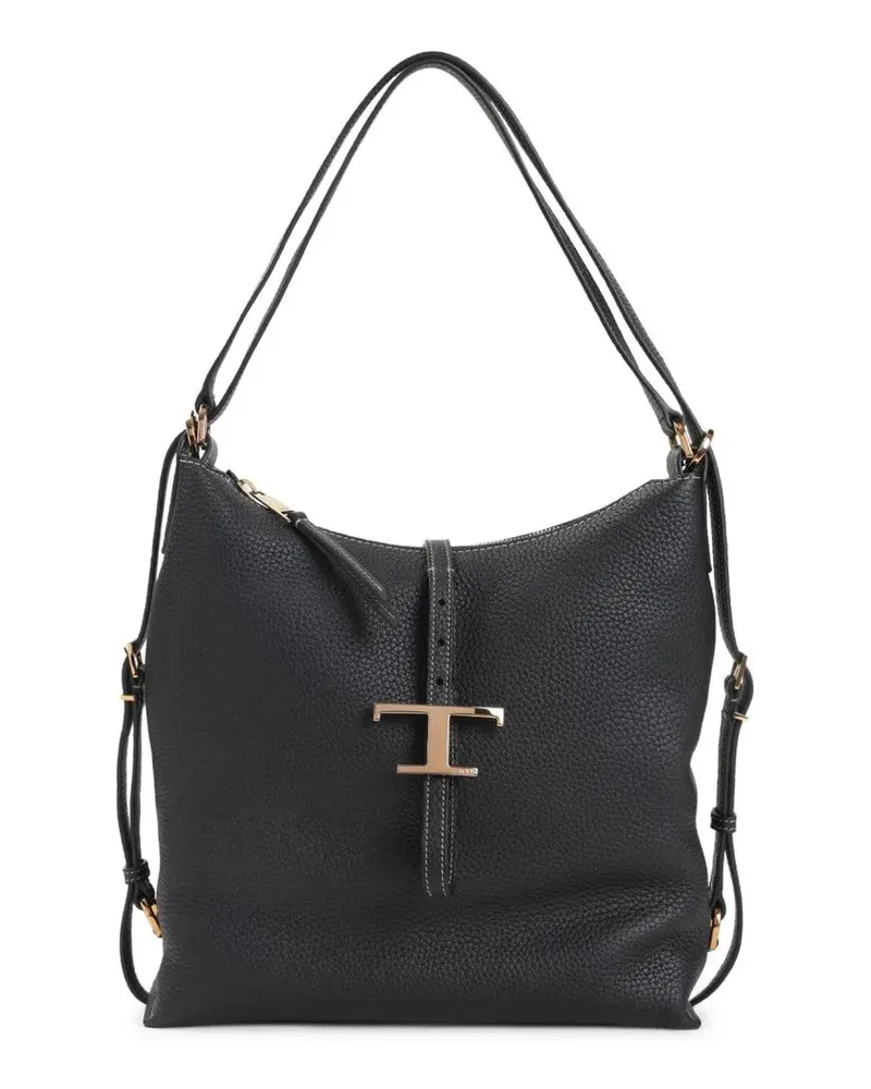 TOD'S Hobo Bags Textured Black Shoulder Bag schwarz Schwarz