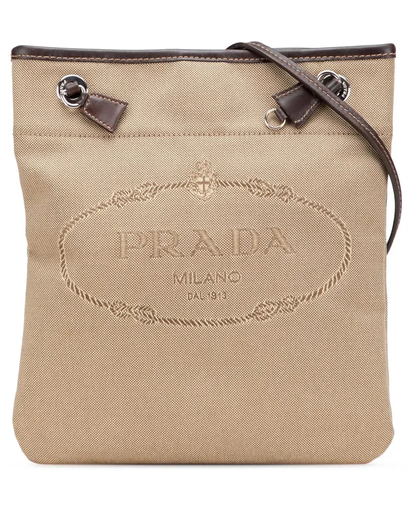 Prada Hobo Bags Canvas Canapa Logo Crossbody braun Braun