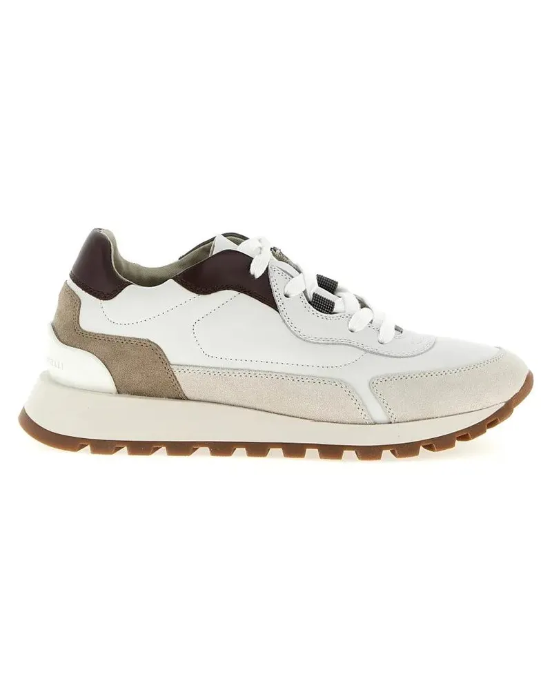 Brunello Cucinelli Low-Top Sneaker Leather And Suede Sneakers weiß Weiß