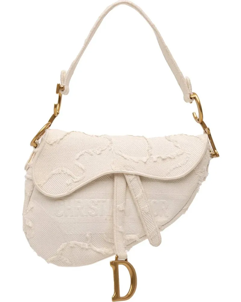 Dior Hobo Bags Mini Canvas Embroidered Camouflage Saddle Bag weiß Weiß