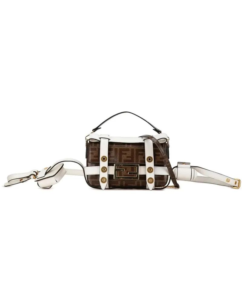 Fendi Hobo Bags 2019-2023 Mini Zucca Glazed Fabric Cage Baguette S braun Braun