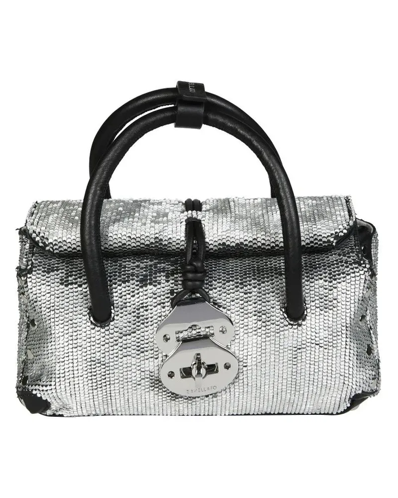 Zanellato Hobo Bags Compact Silver-Toned Shoulder Bag With Top Handle silberfarben Silber