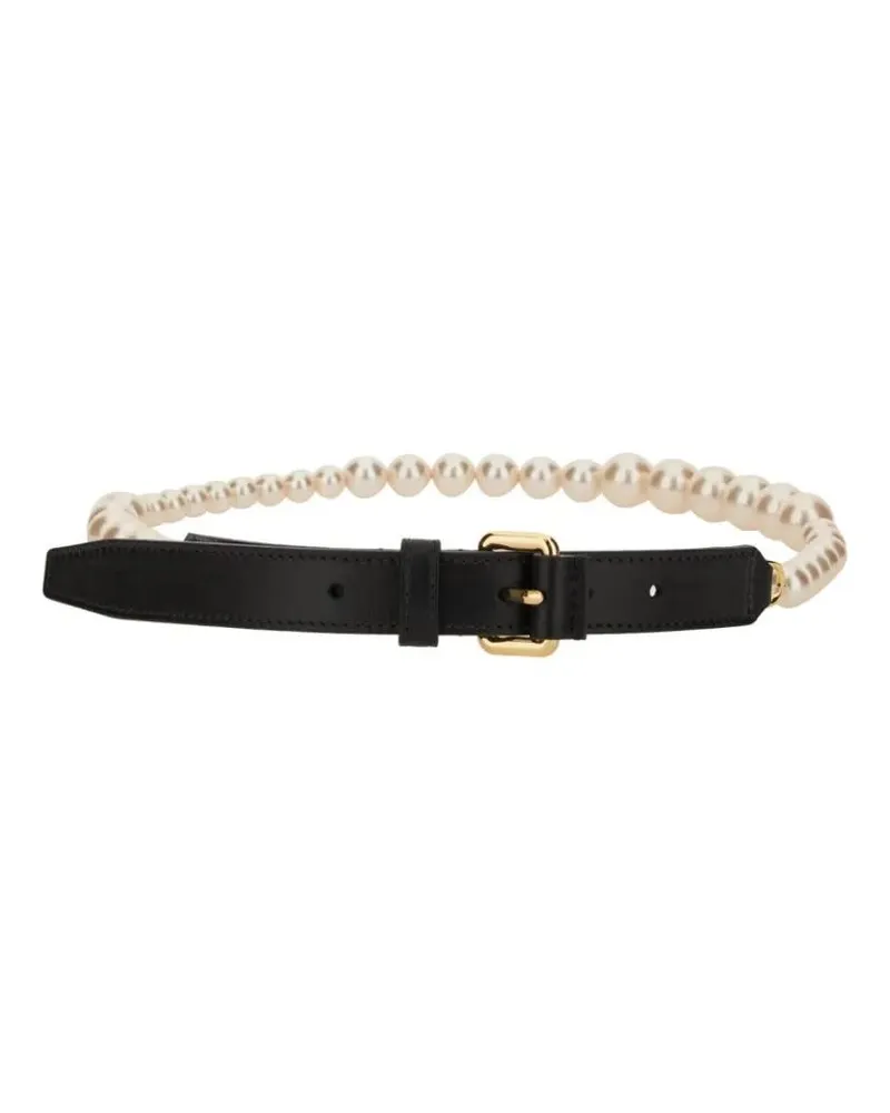 Moschino Gürtel Belt With Pearl Adornments schwarz Schwarz