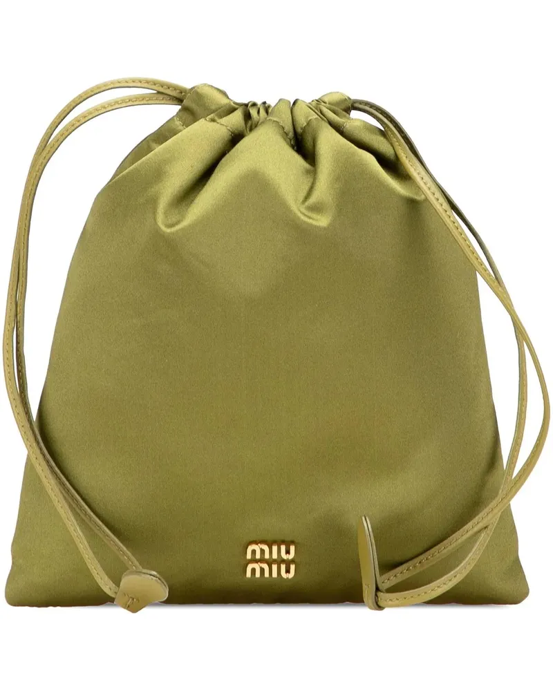 Miu Miu Kosmetiktaschen Satin Duchesse Drawstring Pouch grün Grün