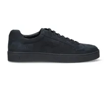 Low-Top Sneaker Navy Textured Leather Low-Top Sneakers With Rounde schwarz