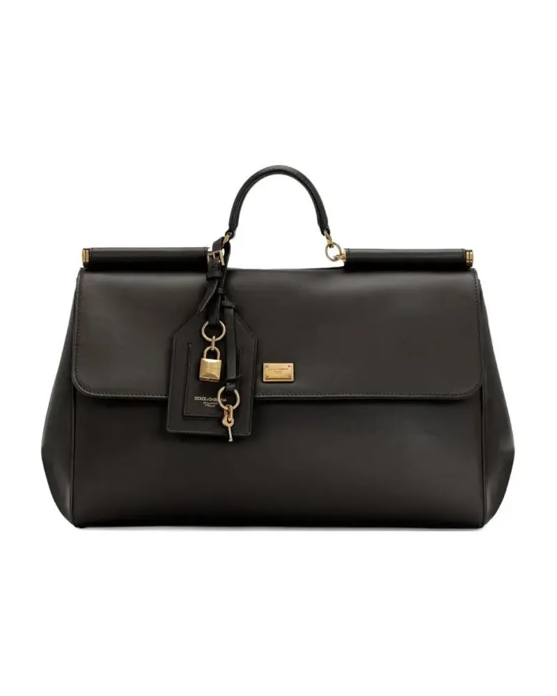 Dolce & Gabbana Shopper & Totes Structured Leather Handbag With Gold-Tone Hardware schwarz Schwarz