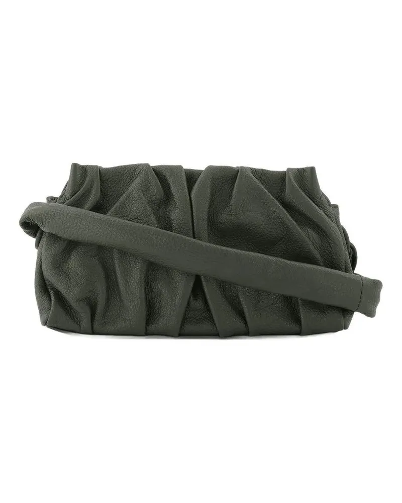 Elleme Hobo Bags Vague Bag In Green Leather With White Stitching grün Grün