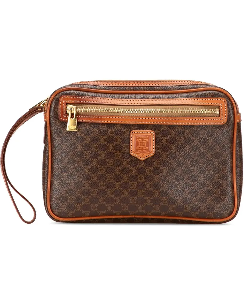 Celine Clutches Macadam Coated Canvas Clutch braun Braun