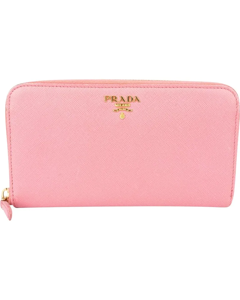 Prada Portemonnaie  Pink Saffiano Leather Wallet rot Rot