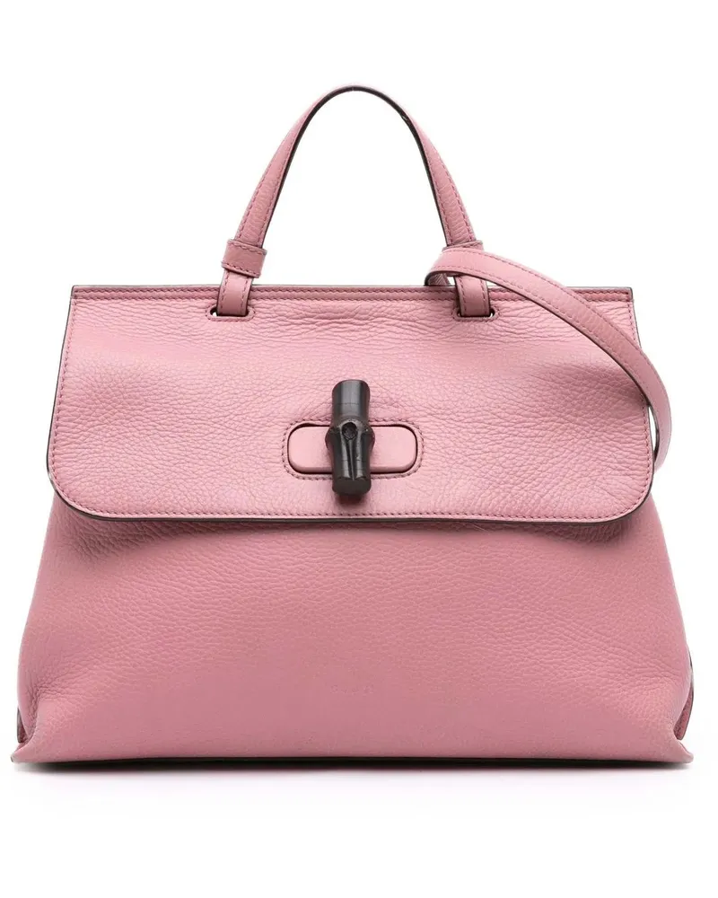 Gucci Hobo Bags Medium Leather Bamboo Daily Satchel rosa Gold