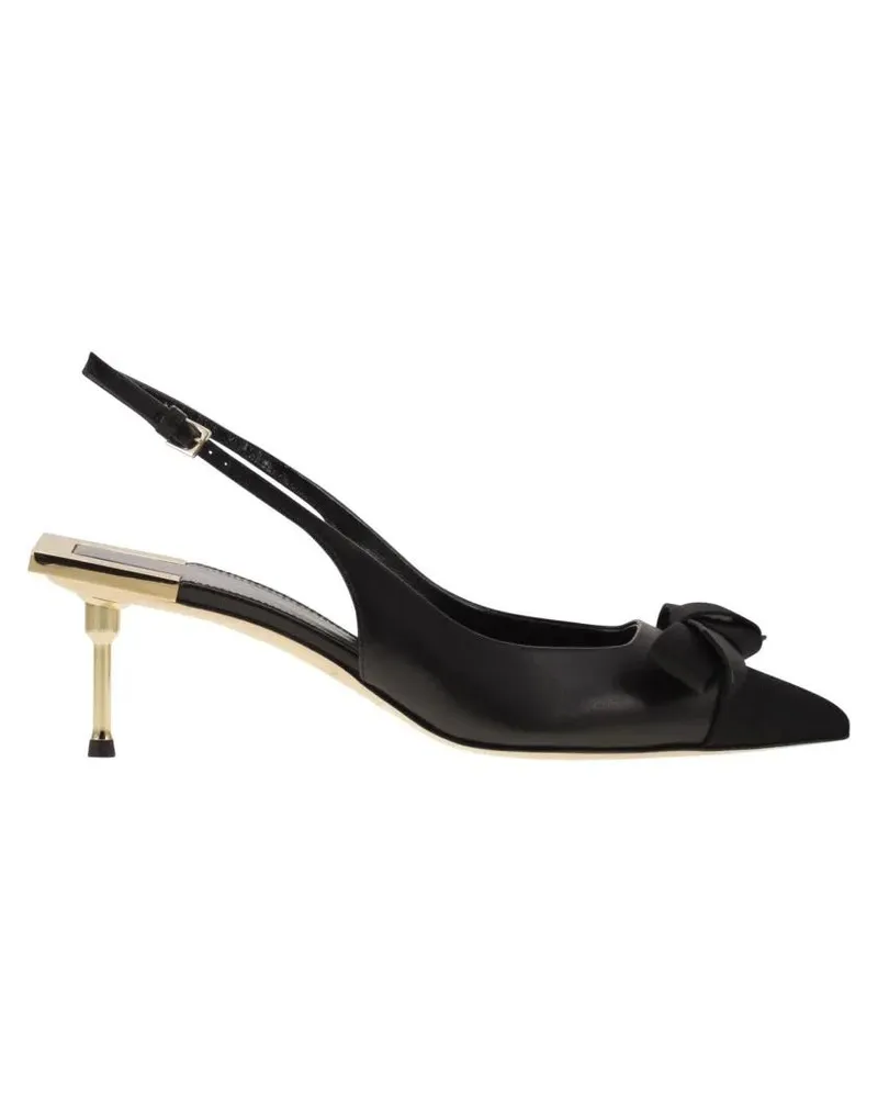 Elisabetta Franchi Sandalen Nappa Leather Slingback With Satin Bow schwarz Schwarz