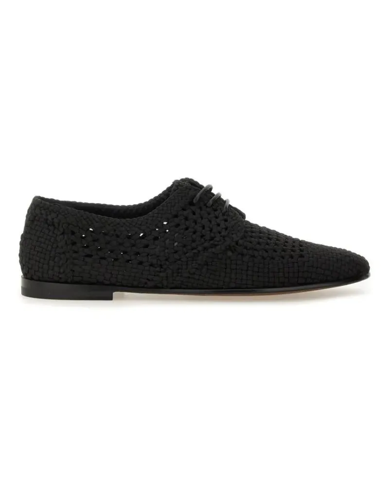 Dolce & Gabbana Woven Black Derby Shoe schwarz Schwarz
