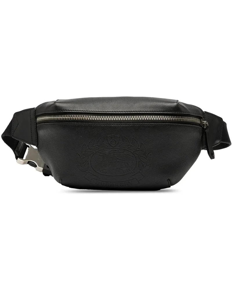Burberry Bauchtaschen Crest Embossed Leather Bum Bag schwarz Schwarz