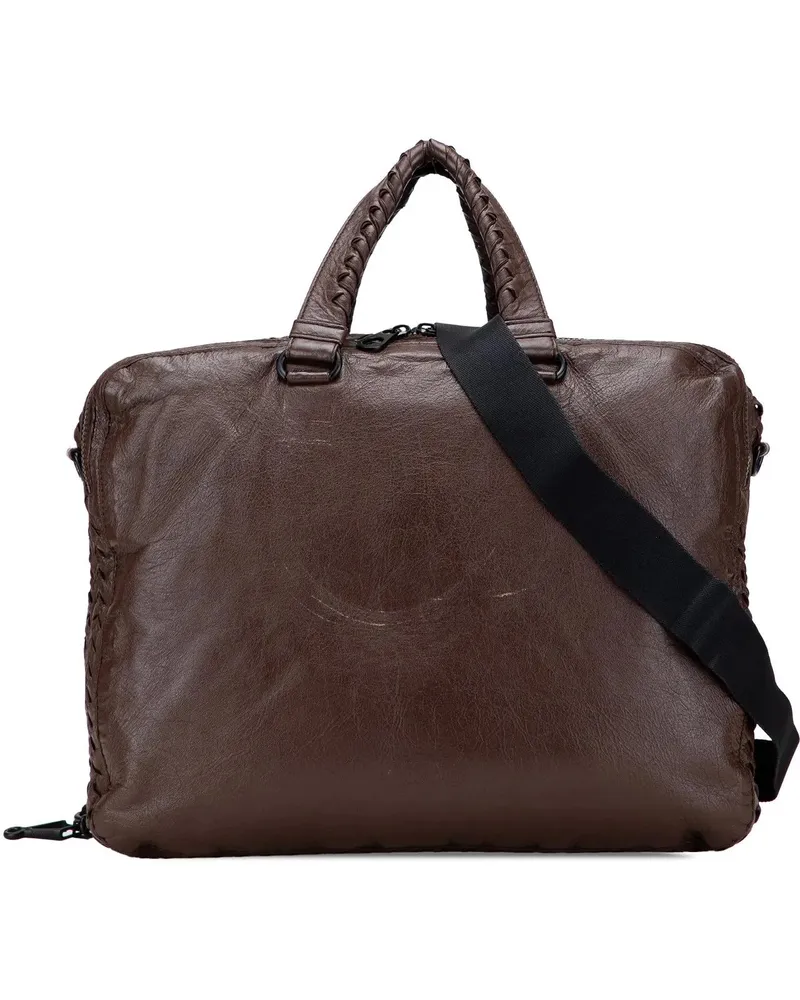 Bottega Veneta Crossbody Bags Intrecciato Trimmed Nappa Business Bag braun Braun