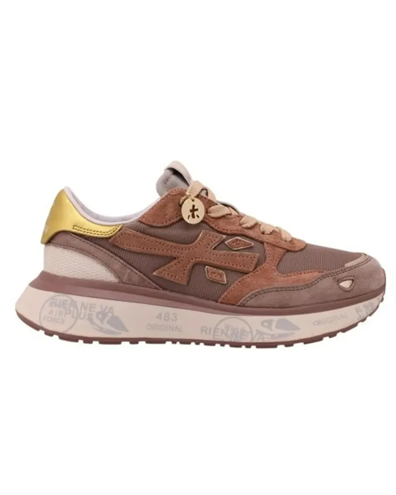 Premiata Low-Top Sneaker Layered Textured White Sneakers With Durable Sole rosa Gold