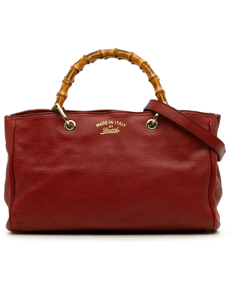 Gucci Hobo Bags Medium Calfskin Bamboo Shopper Satchel rot Rot