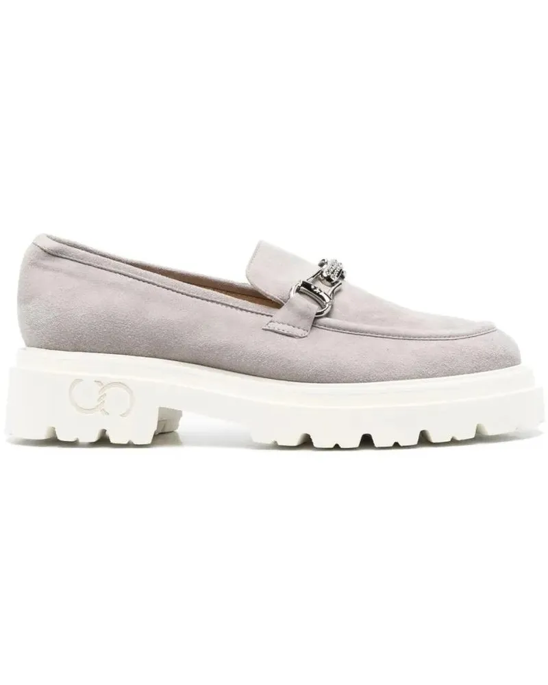 Casadei Grey Leather Loafers grau Grau