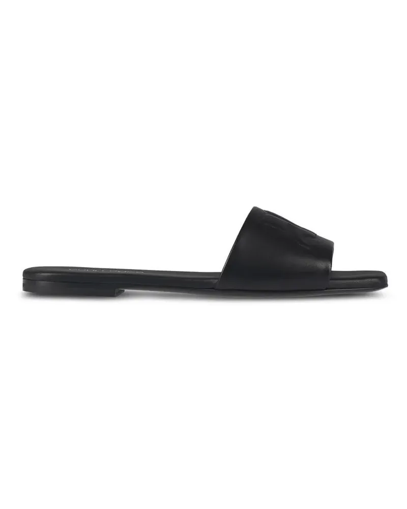 Courrèges Sandalen Black Leather Sandals With Wide Strap Design schwarz Schwarz