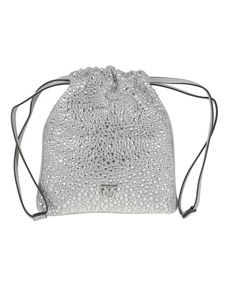 Pinko Beuteltaschen Rhinestone-Embellished Slouchy Fabric Bag grau Grau