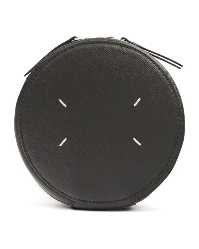 Maison Margiela Hobo Bags Textured Black Calf Leather Circular Bag schwarz Schwarz