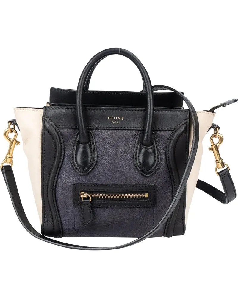 Celine Crossbody Bags  Tricolor Leather Luggage Handbag schwarz Schwarz