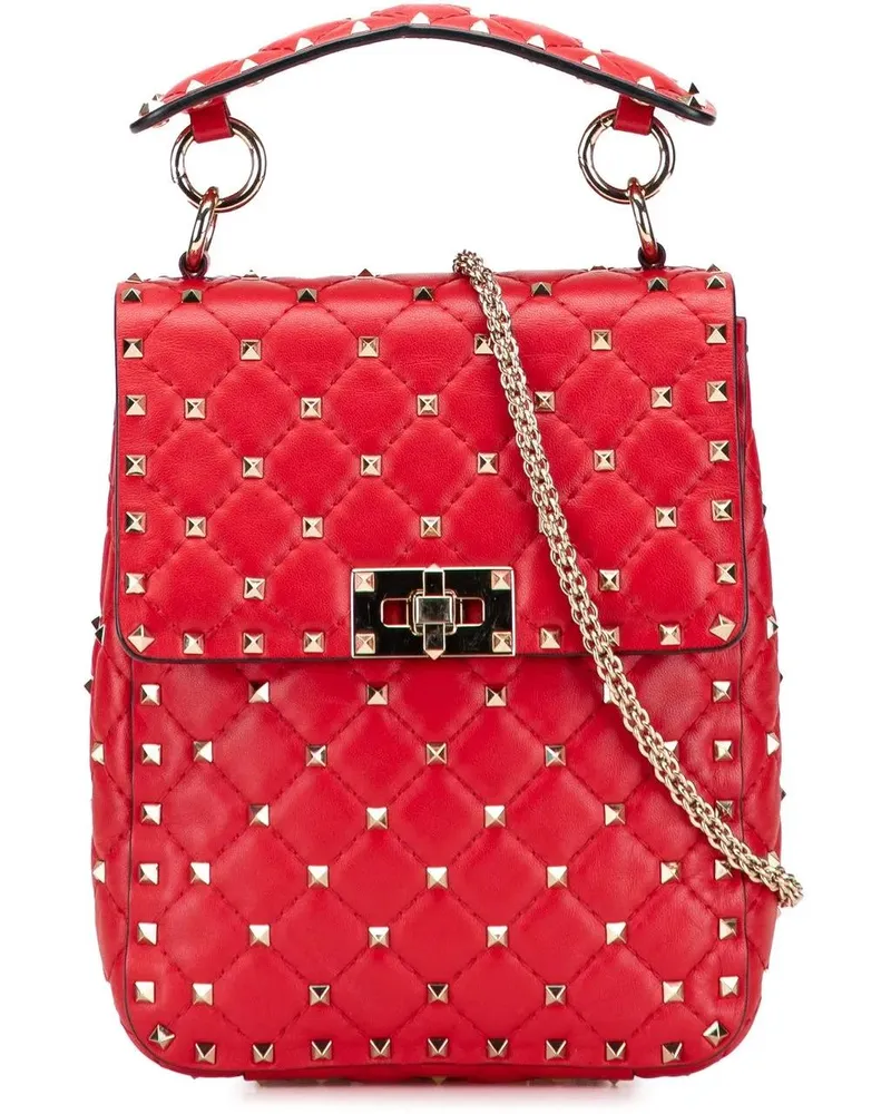 Valentino Garavani Hobo Bags Nappa Rockstud Spike Vertical Satchel rot Rot