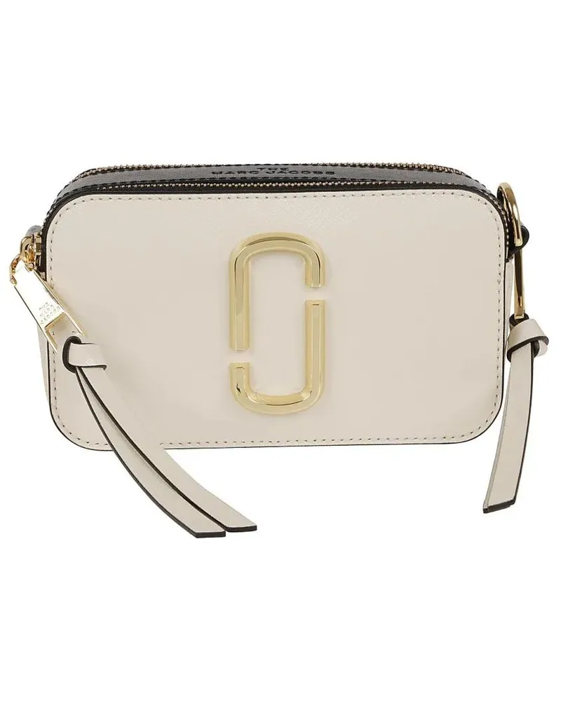 Marc Jacobs Hobo Bags Compact Leather Snapshot Bag With Gold Brass Logo weiß Weiß