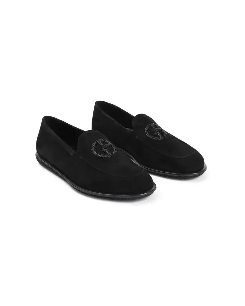 Giorgio Armani Loafers & Ballerinas Black Goat Leather Slip-On Mules Schwarz