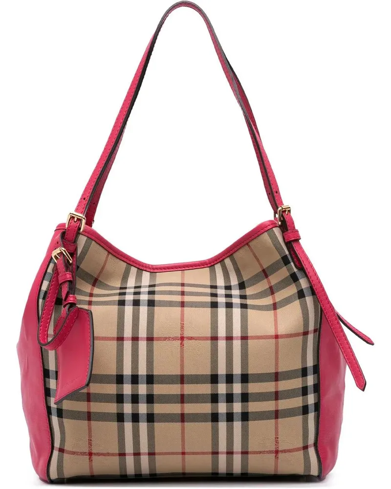 Burberry Shopper Small Haymarket Check Canvas and Leather Canterbur braun Braun