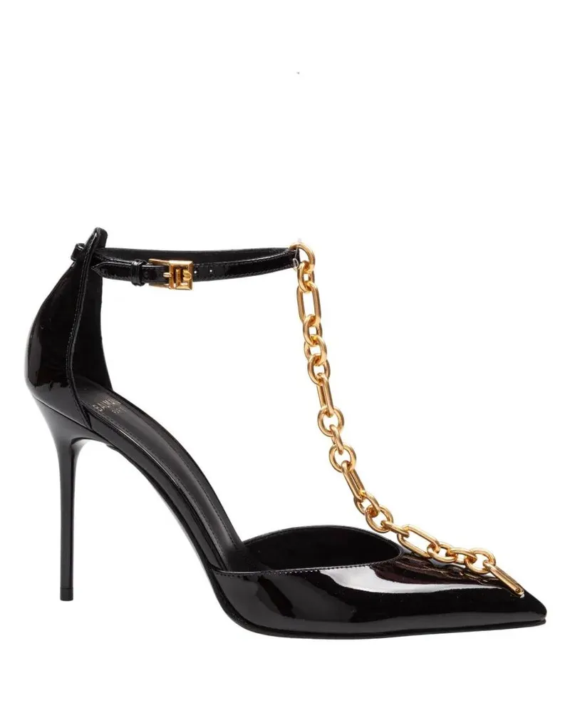 Balmain Hohe Schuhe Sync Patent Leather Pumps, Black schwarz Schwarz