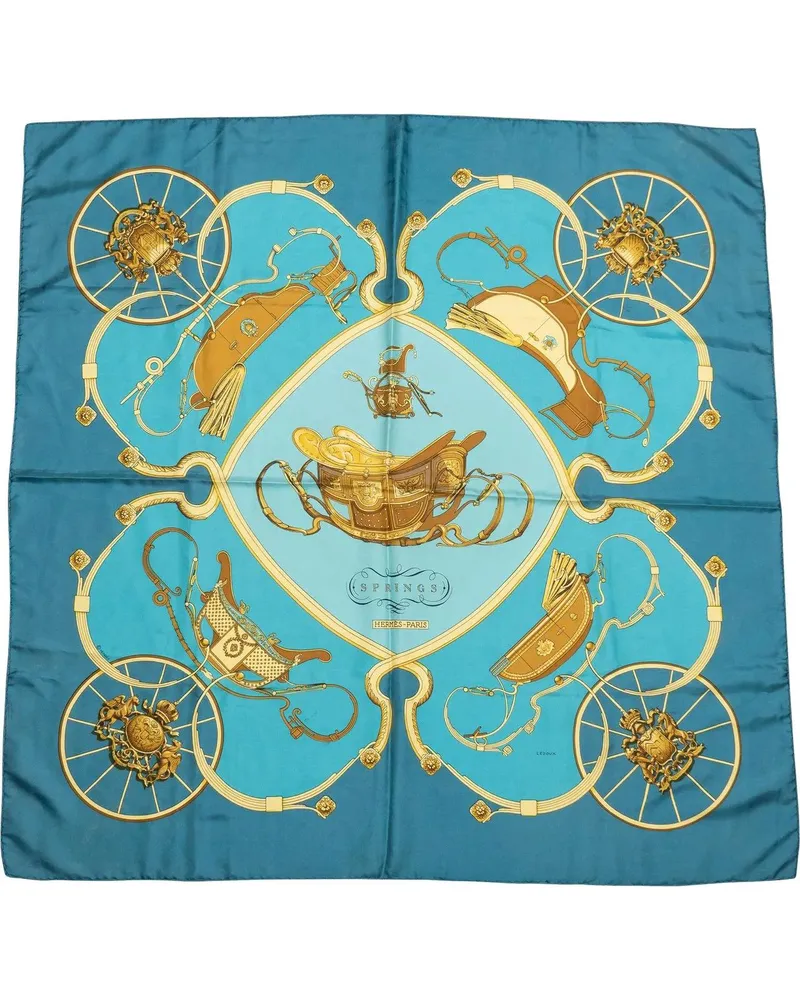 Hermès Tücher & Schals Hermes Classic Springs Silk Carre 90 Scarf Tuch blau Blau