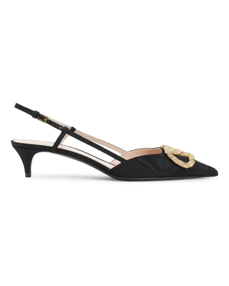 Valentino Garavani Sandalen Ornate Buckle-Embellished Viscose Pumps schwarz Schwarz