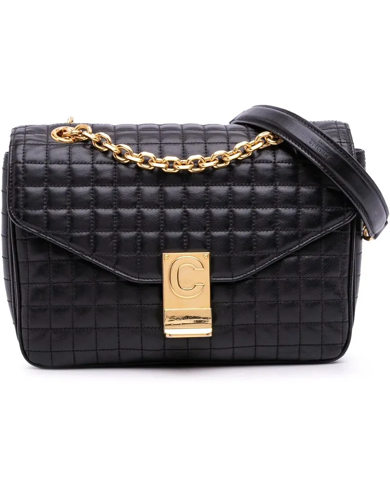 Celine Hobo Bags Medium Quilted Calfskin C Crossbody schwarz Schwarz