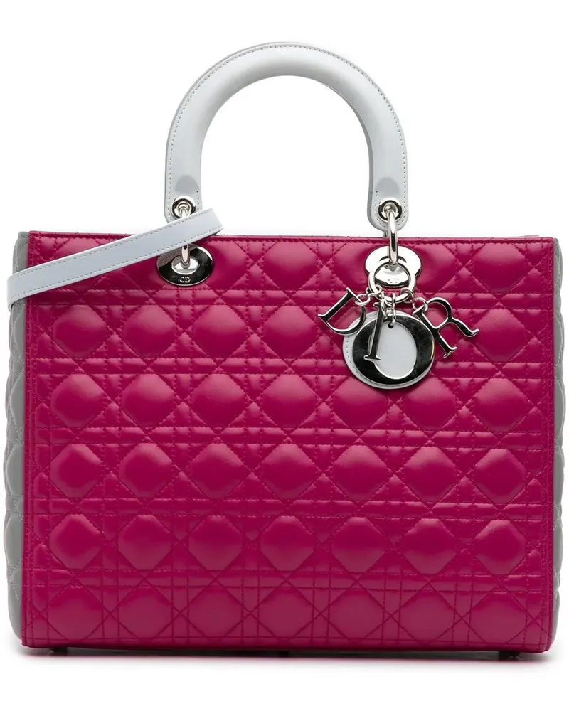 Dior Hobo Bags Large Bicolor Lambskin Cannage Lady Dior rosa Gold