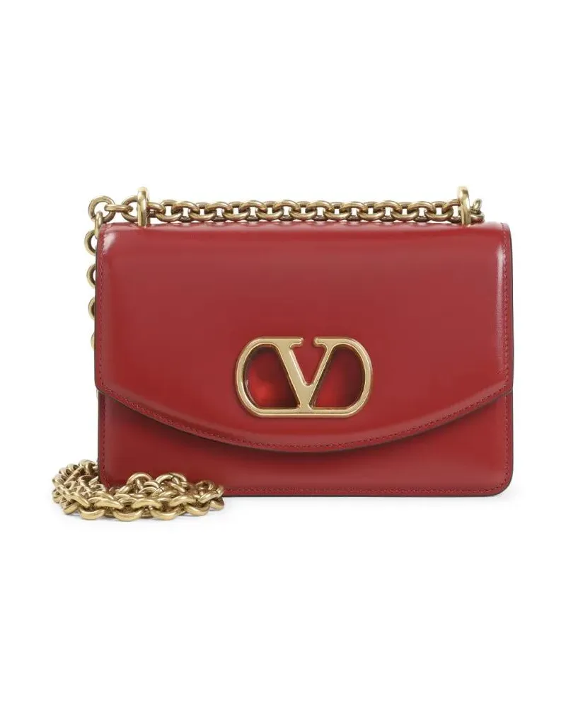 Valentino Garavani Hobo Bags Rectangular Red Calf Leather Shoulder Bag rot Rot